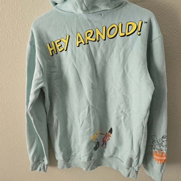 Mens Nickelodeon Sweatshirt Hey Arnold! Green Hoodie - Picture 7 of 7